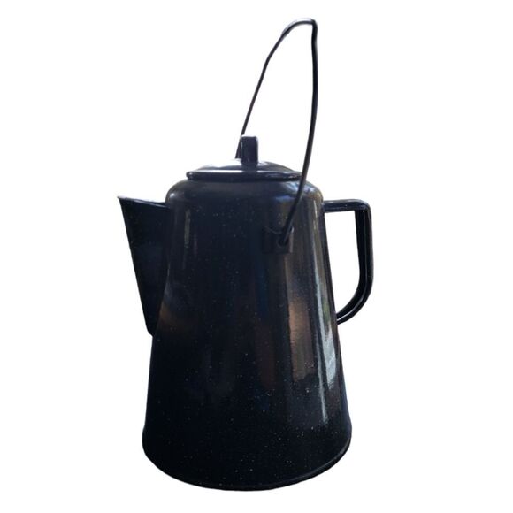 Metal Black Speckled Coffee Pot - Picture 1 of 8